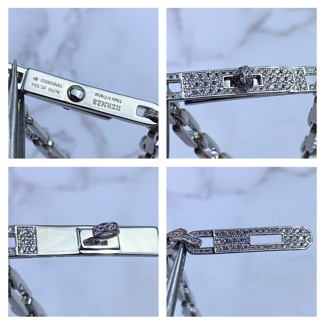 hermès fully Di*m*nd-encrusted kelly bracelet