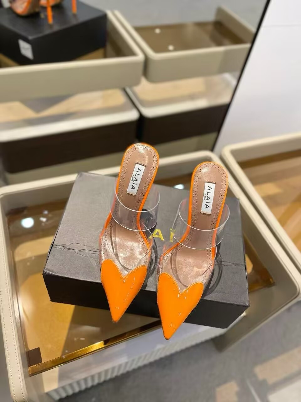 UA ALAÏA Le Coeur Mule Heart-Toe Slingback Pump 10.5cm Heel