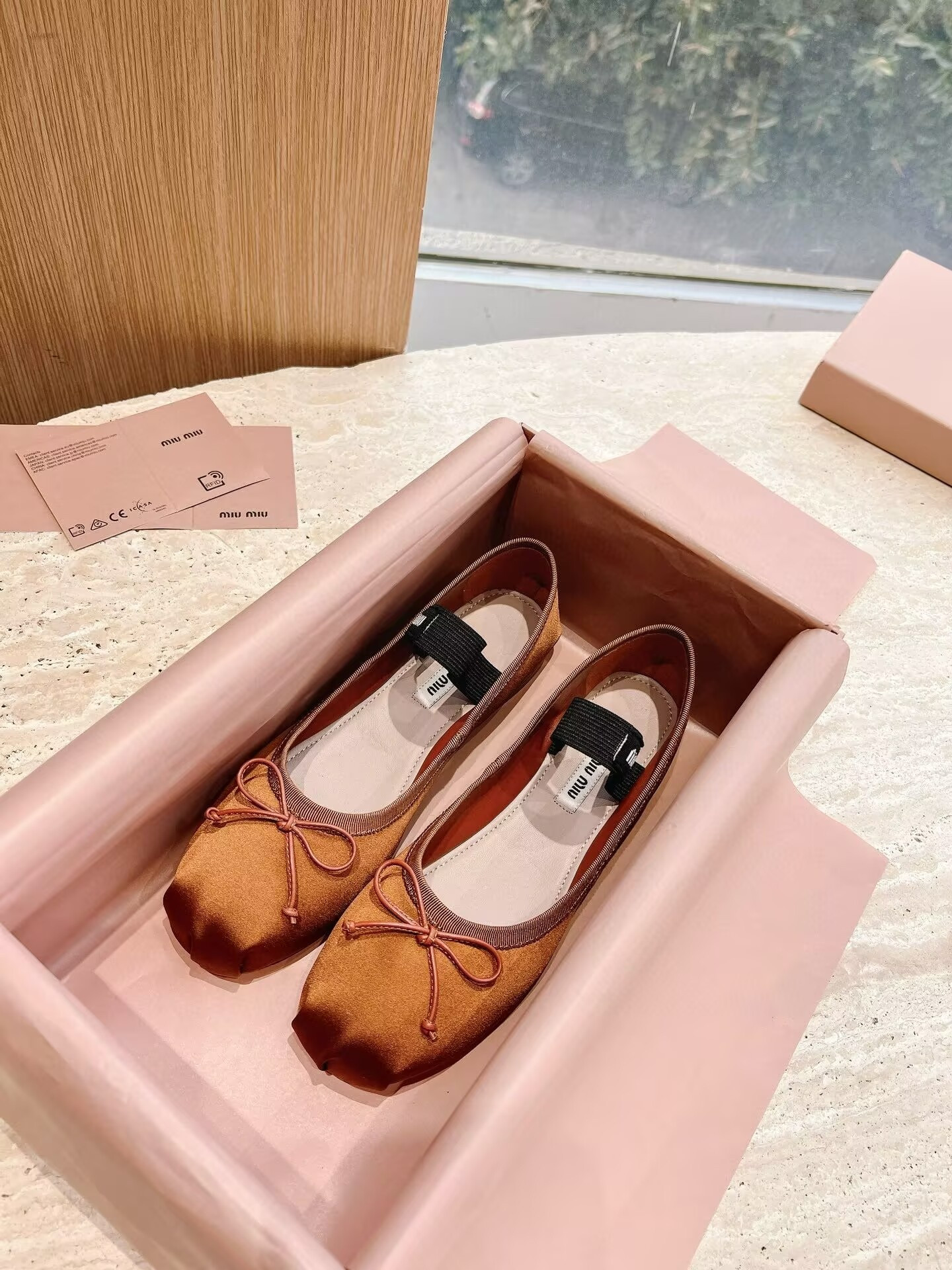 UA Miu Miu Satin Ballerinas