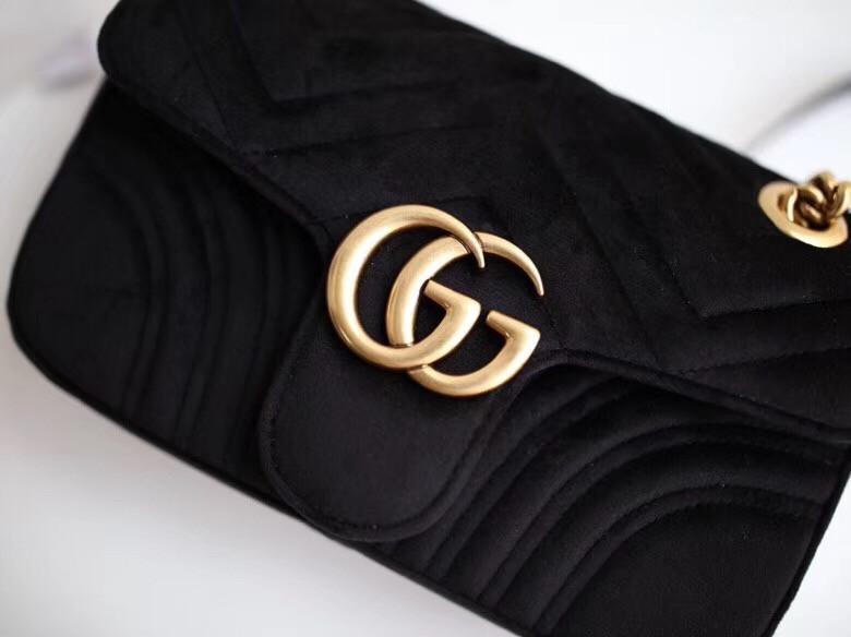 GG Marmont Velvet Shoulder Bag 22cm