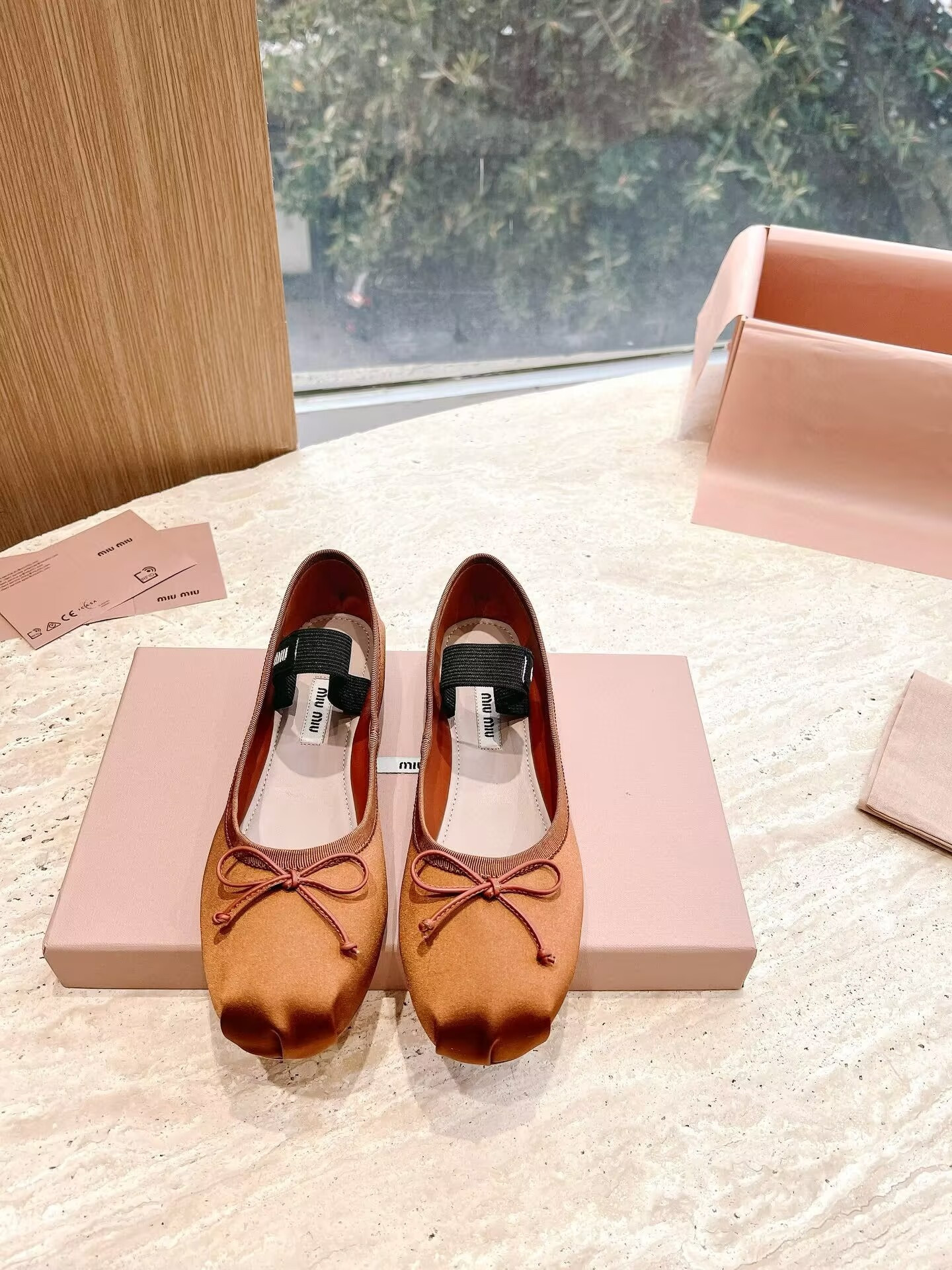 UA Miu Miu Satin Ballerinas