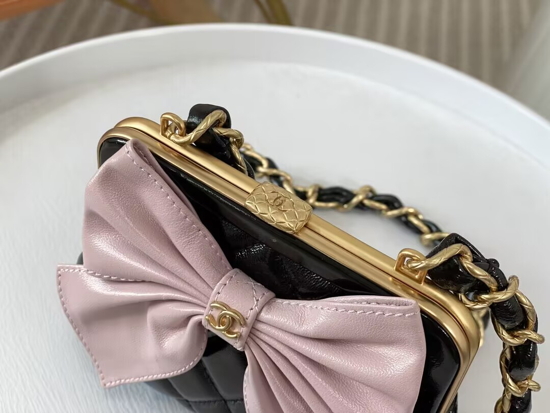 Ch*el clutch with chain 12 × 13 × 4 cm