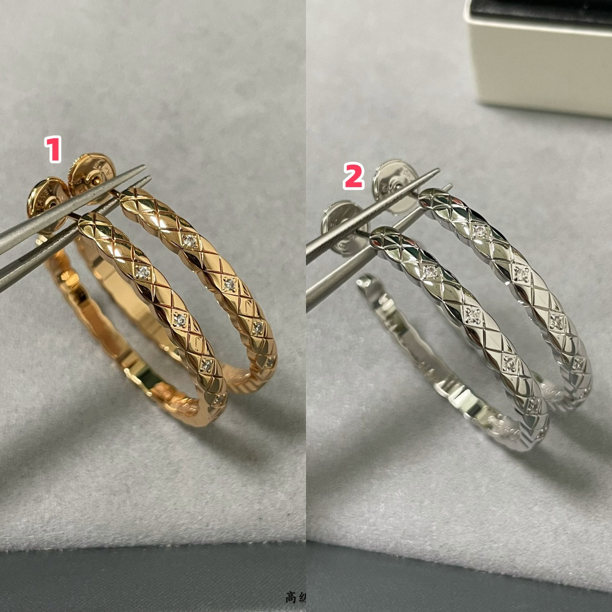 ch*el large Di*m*nd-shaped Di*m*nd drill earrings