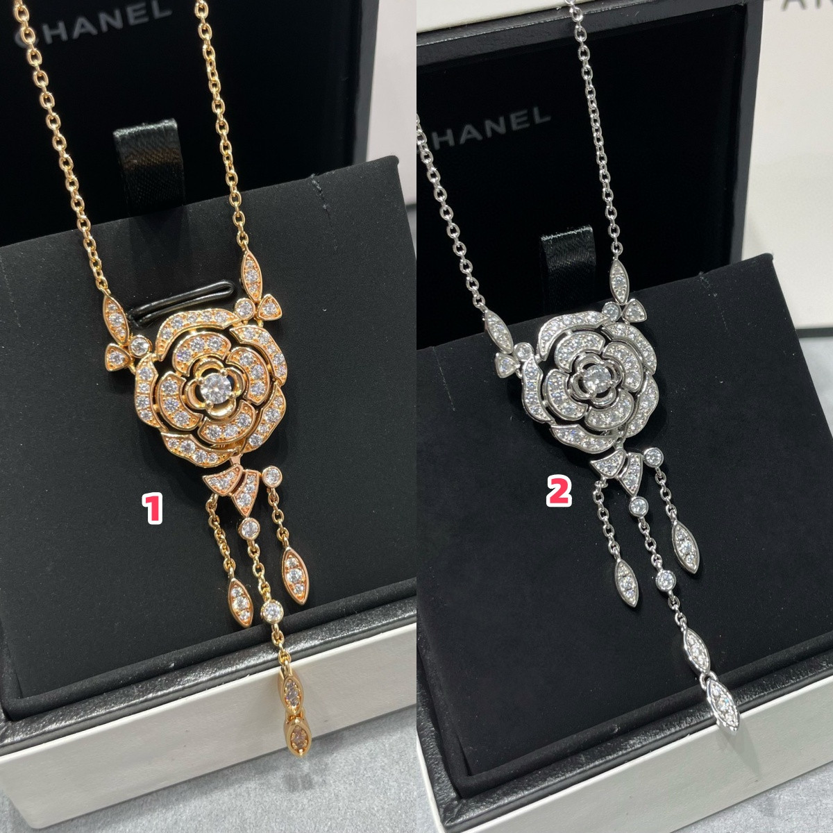 Ch*el camellia tassel necklace