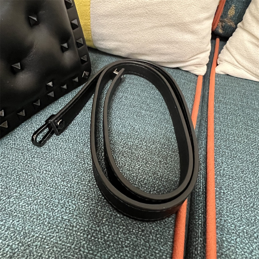 VALENTINO GARAVANI SMALL ROCKSTUD PADDED NAPPA HANDBAG BLACK