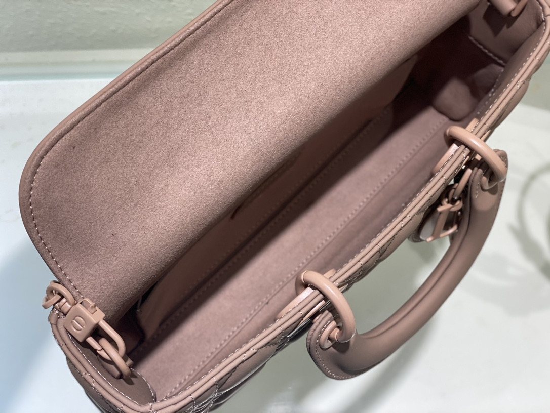 D*or small lady d-joy bag ultramatte pink cannage calfskin