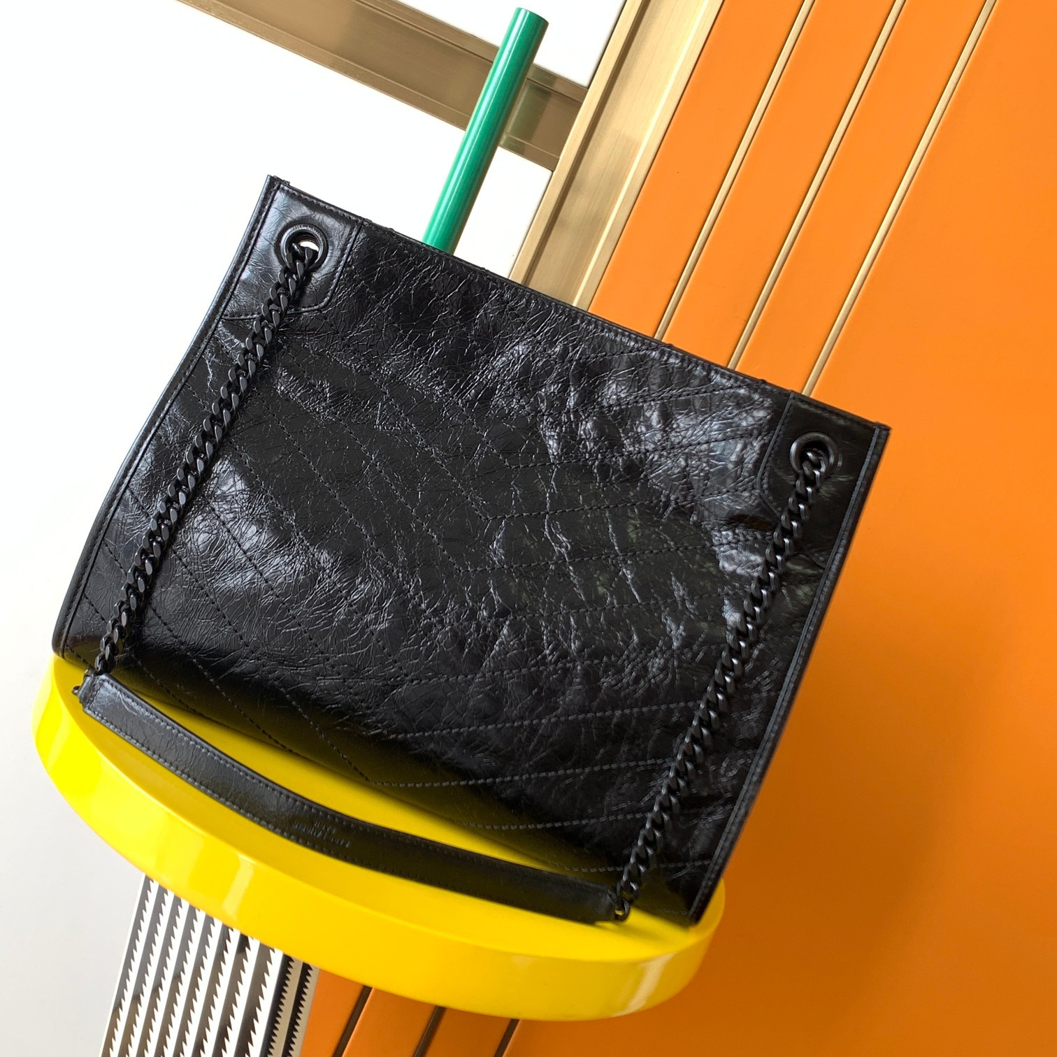 Y*L niki shopping in vintage leather 12.9 x 10.6 x 4.5 inches