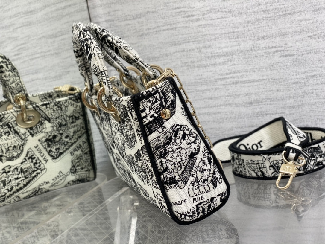 D*or lady d-joy bag medium black white 26 x 13.5 x 5 cm