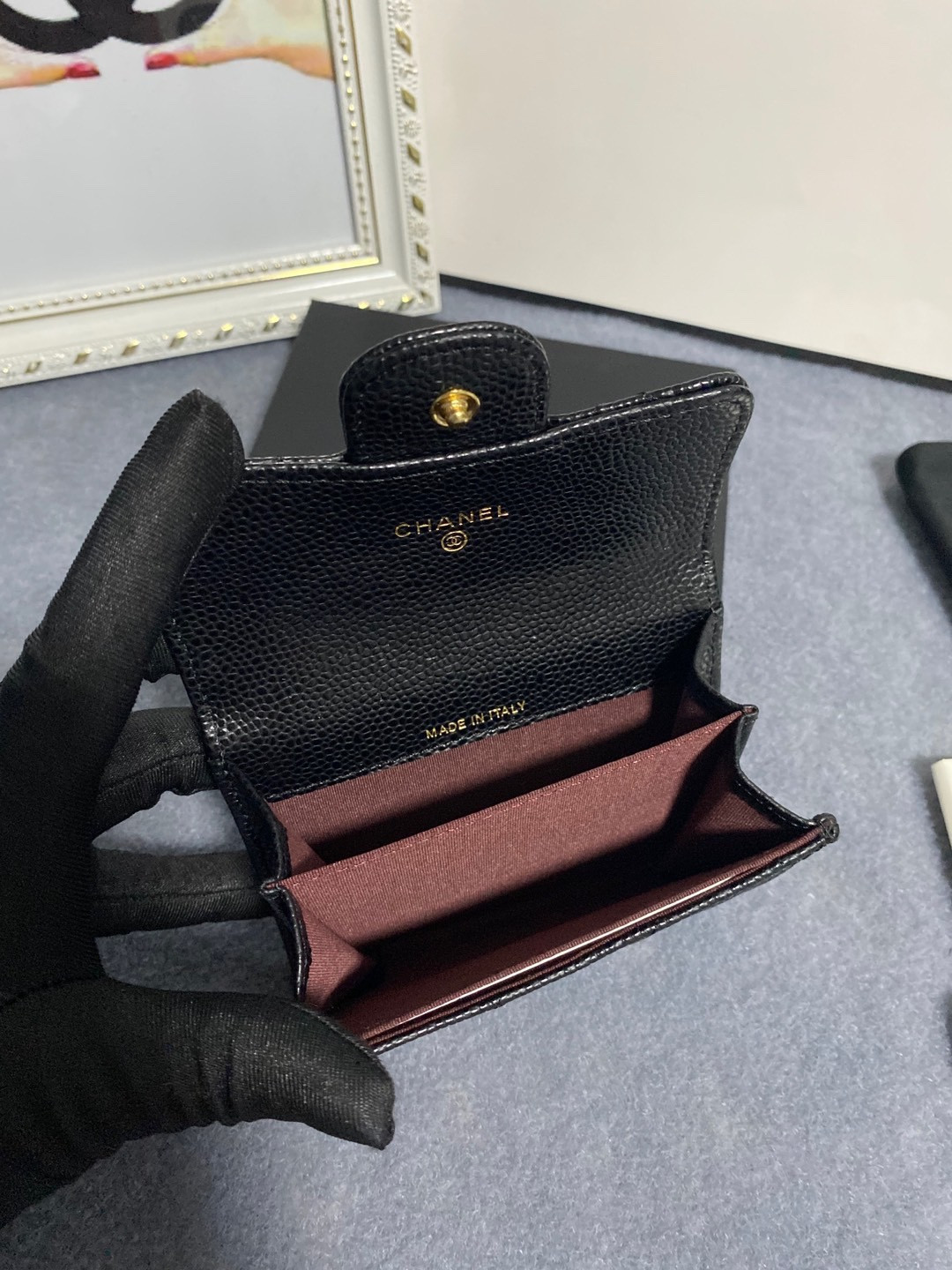 Ch*el flap wallet 12 x 8.5cm