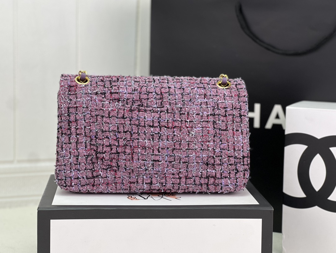 Ch*el classic 11.12 handbag tweed & gold-tone metal   6 × 9.9 × 2.5 in