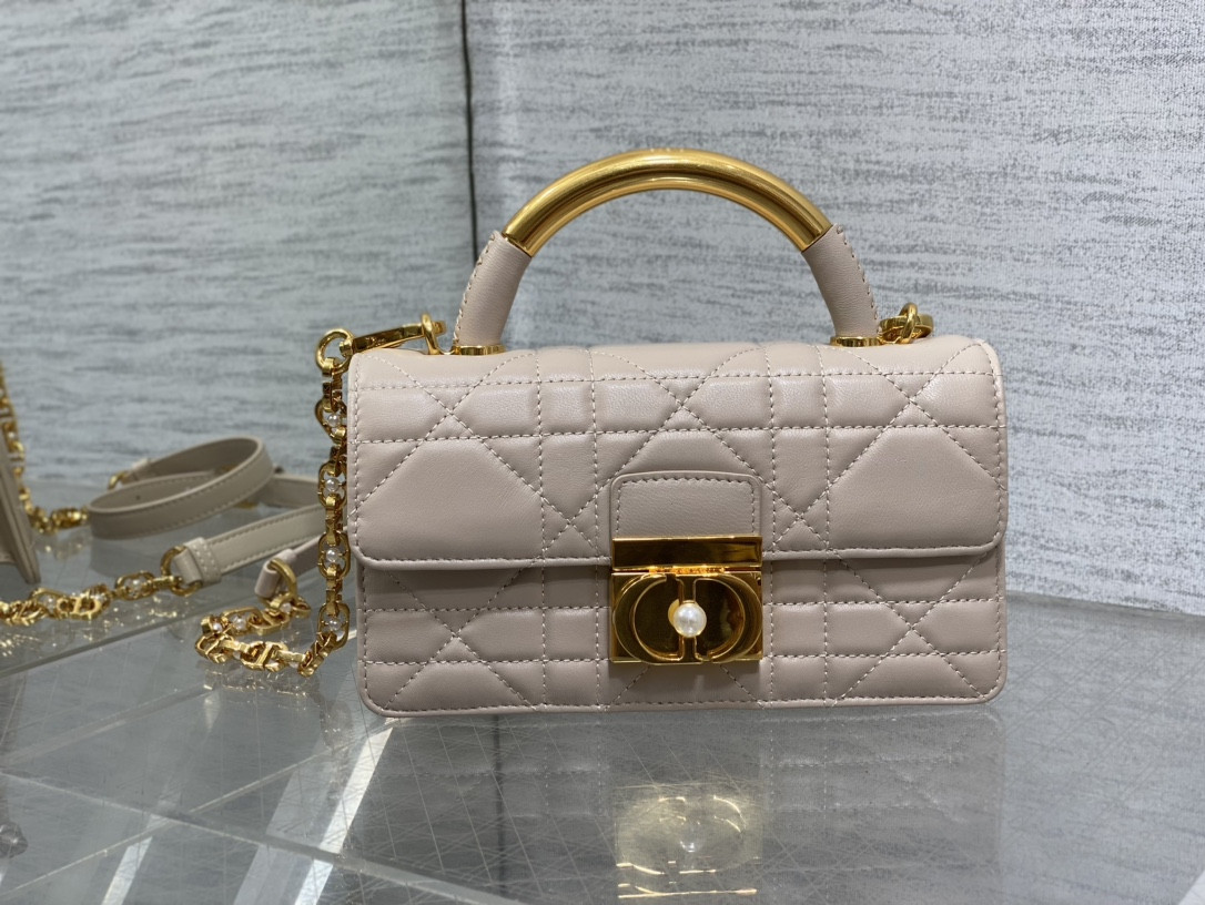 D*or small ange bag pink latte macrocannage calfskin 20 x 12 x 5 cm