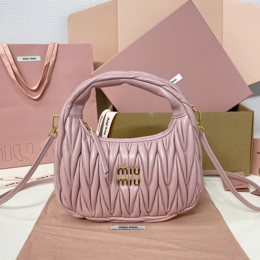 Miu Miu Wander matelassé nappa leather hobo bag 17x20x6cm