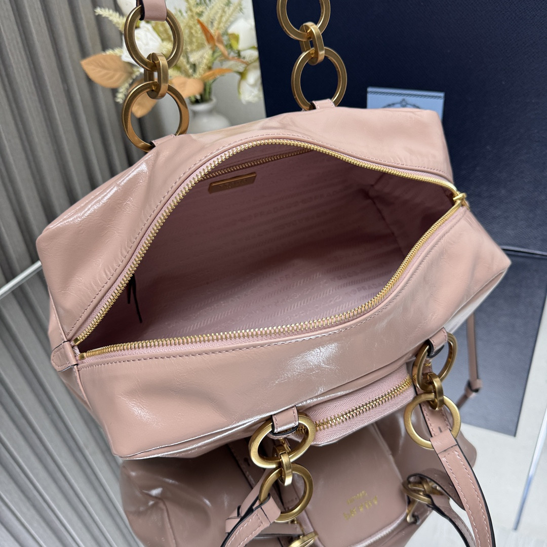 Pra*a dangle medium leather top-handle bag 14x30x13.5cm