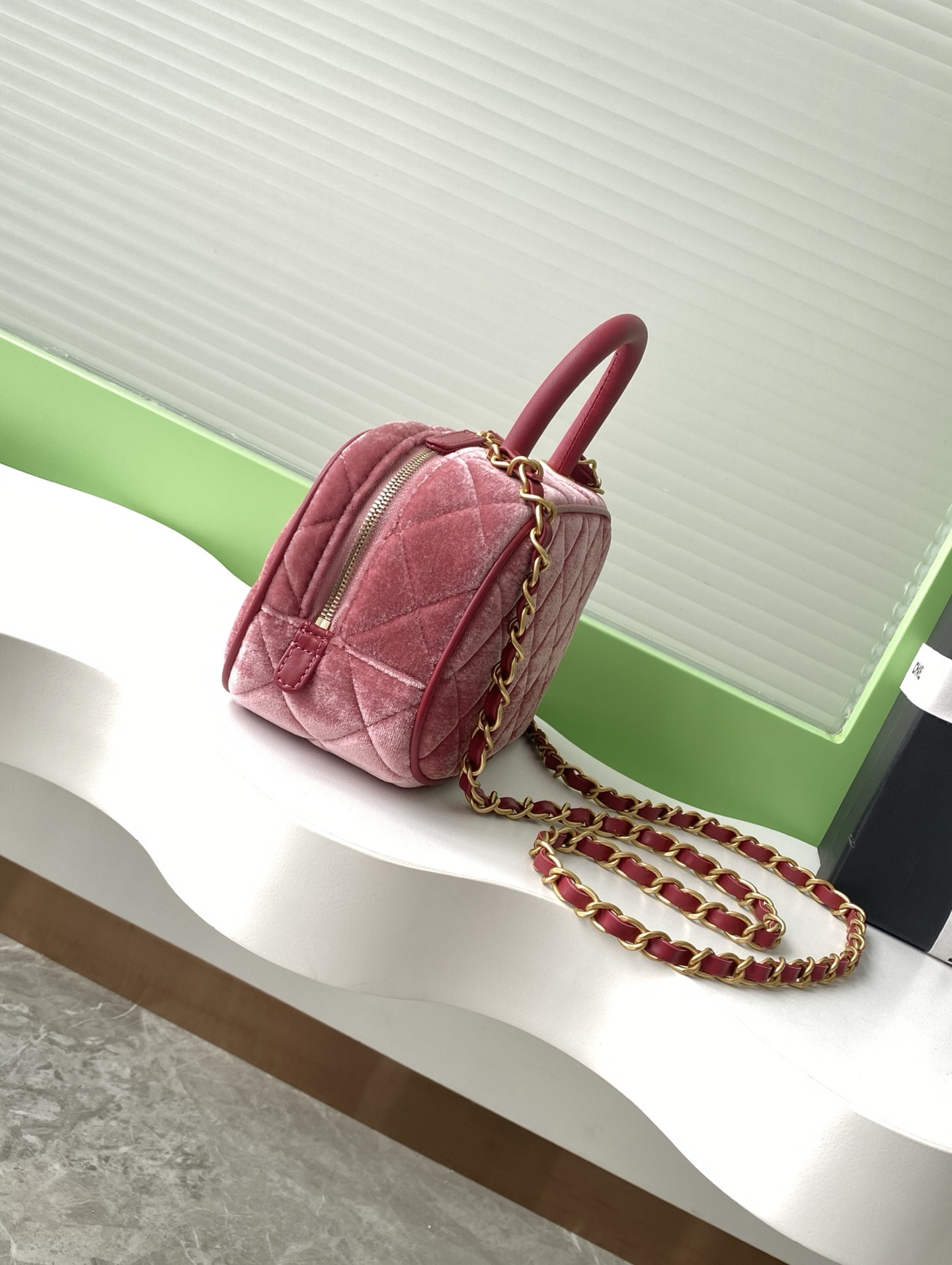 Ch*el mini bowling bag as5572 11.5x20x8.5cm