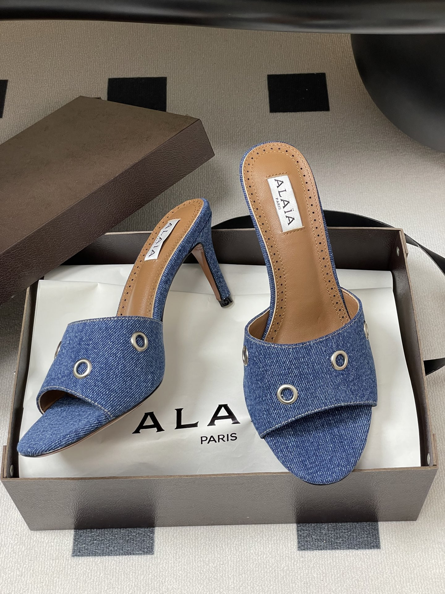 UA Alaia Ring Eyelets slippers 7cm Heel(Customized Size 7-10 days production time)