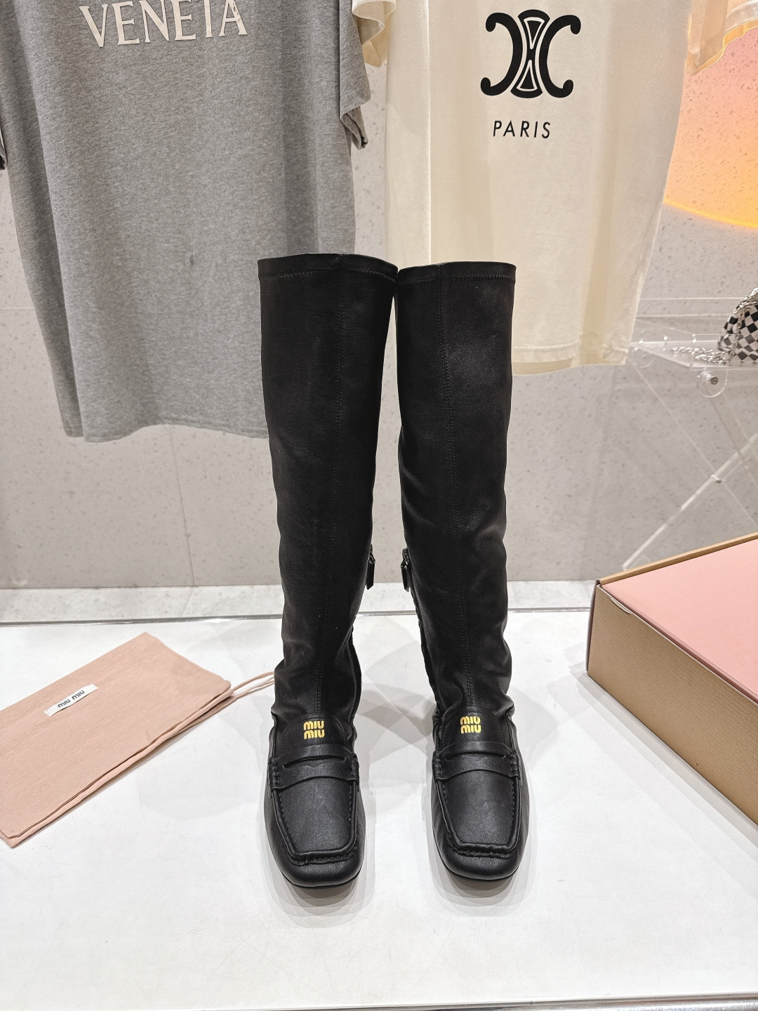 UA Miu Miu Ruches Nappa Leather Boots