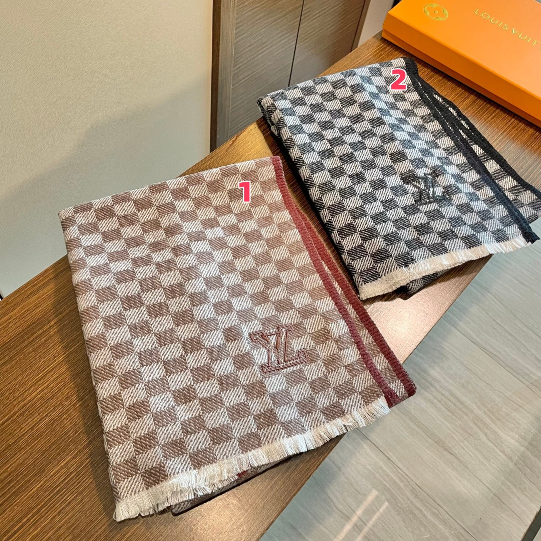 l0*is V*t0n checkered scarf 35x200cm 100% cashmere